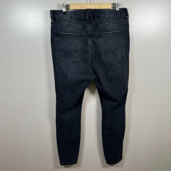 Good American Always Fits Good Legs Skinny Jeans Size 14-18 Black Distressed - Picture 2 of 10